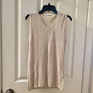 LVIR Ribbed Knit Muscle Tank Top Oatmeal Women's Size Large